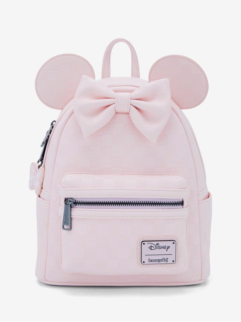 New Loungefly Disney Minnie Mouse Light Pink Checkered Figural Mini Backpack